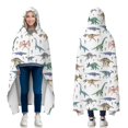 thumbnail image 1 of Wearable Blanket,White Dinosaurs Skeletons Pattern Hooded Wearable Flannel Blanket for Adults & Teens with Buckle,Winter Poncho Shawl Wrap Cape,50"x60", 1 of 5