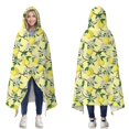 thumbnail image 1 of Wearable Blanket,Yellow Lemon Fruit Flowers Yellow Pattern Hooded Wearable Flannel Blanket for Adults & Teens,Winter Poncho Shawl Wrap Cape Cozy Anti-Pill,50"x60", 1 of 5