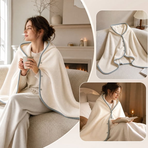 Wearable Blanket with Button Closure for Office Home Travel Multi ...
