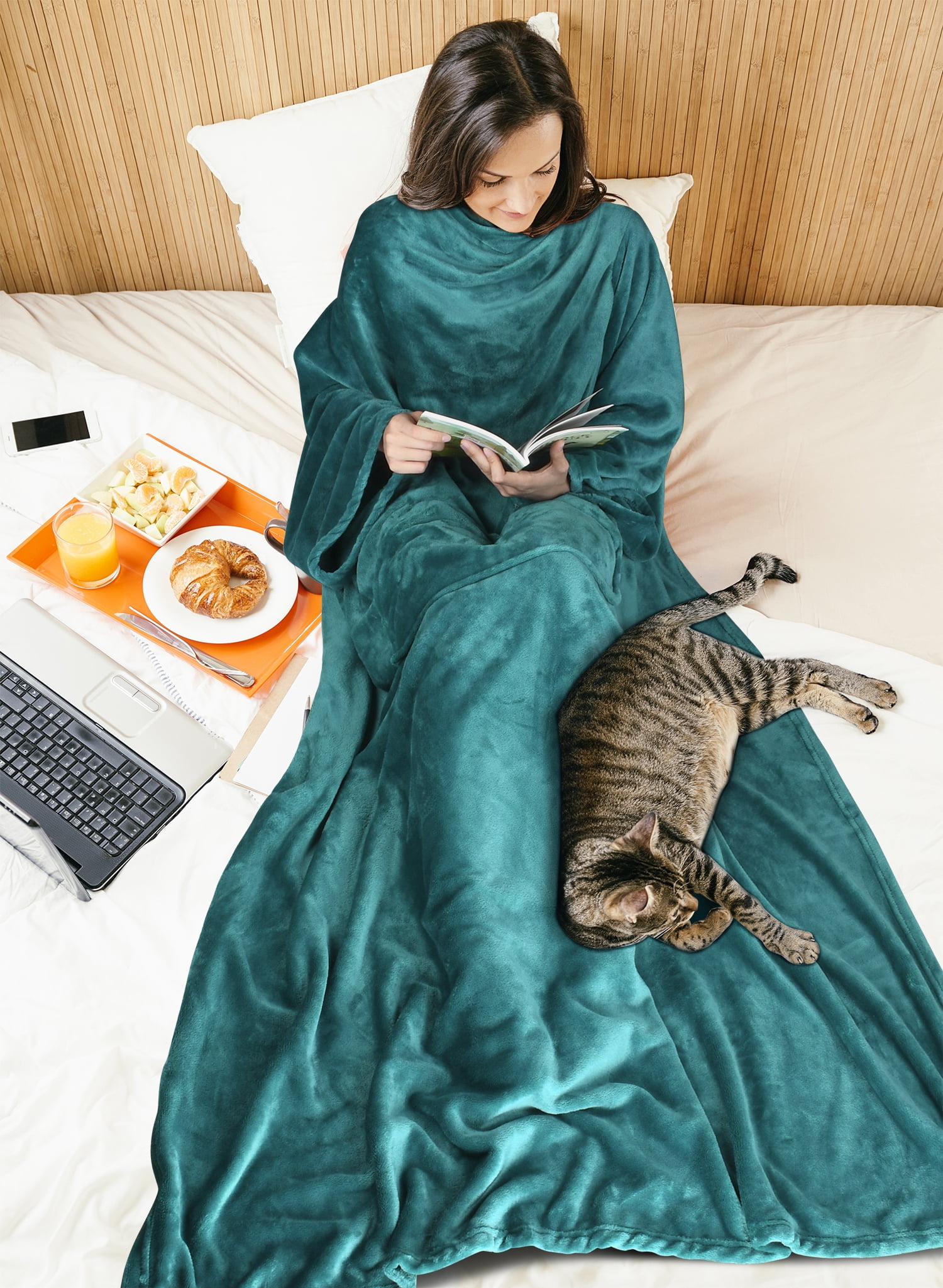 Wearable Blanket with Sleeves and Kangaroo Pocket for Adult Soft Warm Comfy  Throws Wrap Robe Blanket in Green. - Walmart.com