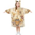 thumbnail image 1 of Wearable Blanket with Sleeves and Pocket Oversized Hooded Sweatshirt 3-14 YR Bears Are Eating Honey S, 1 of 7