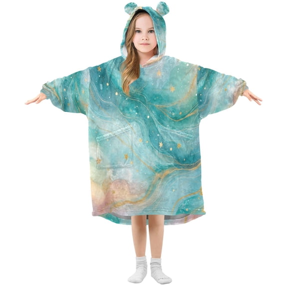 Wearable Blanket with Sleeves and Pocket Oversized Hooded Sweatshirt 3-14 YR Beautiful Watercolor Stars L