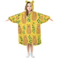 thumbnail image 1 of Wearable Blanket with Sleeves and Pocket Oversized Hooded Sweatshirt 3-14 YR Capybara and Green Leaves S, 1 of 7