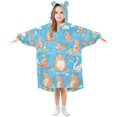 thumbnail image 1 of Wearable Blanket with Sleeves and Pocket Oversized Hooded Sweatshirt 3-14 YR Capybaras Pattern M, 1 of 7