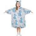 thumbnail image 1 of Wearable Blanket with Sleeves and Pocket Oversized Hooded Sweatshirt 3-14 YR Cartoon Blue Dinosaurs S, 1 of 7