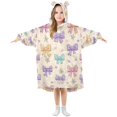 thumbnail image 1 of Wearable Blanket with Sleeves and Pocket Oversized Hooded Sweatshirt 3-14 YR Colorful Bow Pattern S, 1 of 7