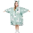 thumbnail image 1 of Wearable Blanket with Sleeves and Pocket Oversized Hooded Sweatshirt 3-14 YR Cute Cartoon Llama Pattern S, 1 of 7