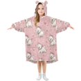 thumbnail image 1 of Wearable Blanket with Sleeves and Pocket Oversized Hooded Sweatshirt 3-14 YR Dogs Wearing Bows L, 1 of 7
