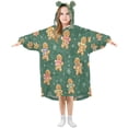 thumbnail image 1 of Wearable Blanket with Sleeves and Pocket Oversized Hooded Sweatshirt 3-14 YR Gingerbread Christmas Theme Pattern L, 1 of 7