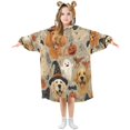 thumbnail image 1 of Wearable Blanket with Sleeves and Pocket Oversized Hooded Sweatshirt 3-14 YR Halloween Dog Pattern L, 1 of 7