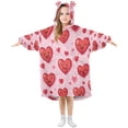 thumbnail image 1 of Wearable Blanket with Sleeves and Pocket Oversized Hooded Sweatshirt 3-14 YR Heart-shaped Emoticons S, 1 of 7
