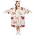 thumbnail image 1 of Wearable Blanket with Sleeves and Pocket Oversized Hooded Sweatshirt 3-14 YR Pink and Red Bows S, 1 of 7
