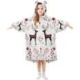 thumbnail image 1 of Wearable Blanket with Sleeves and Pocket Oversized Hooded Sweatshirt 3-14 YR Reindeer Pattern L, 1 of 7
