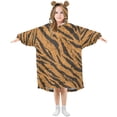 thumbnail image 1 of Wearable Blanket with Sleeves and Pocket Oversized Hooded Sweatshirt 3-14 YR Tiger Stripes Pattern L, 1 of 7