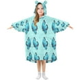 thumbnail image 1 of Wearable Blanket with Sleeves and Pocket Oversized Hooded Sweatshirt 3-14 YR Turquoise Blue Butterfly Pattern S, 1 of 7
