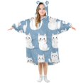 thumbnail image 1 of Wearable Blanket with Sleeves and Pocket Oversized Hooded Sweatshirt 3-14 YR White Cat S, 1 of 7