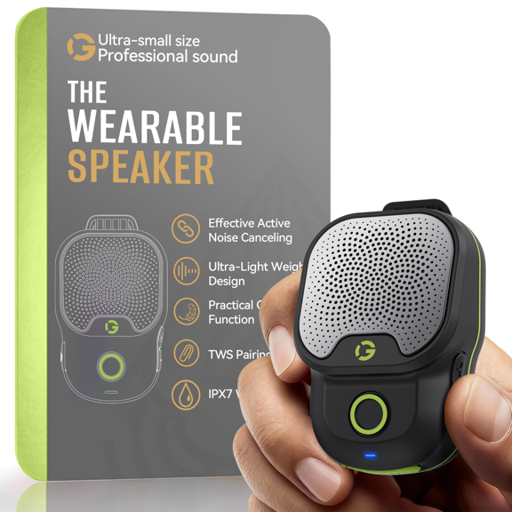 Wearable Bluetooth Speaker, Bluetooth 5.4 Clip On Wireless Speaker with Mic, TWS Function, 12Hrs Playtime, IPX7 Waterproof, Mini Portable Speakers for Sport
