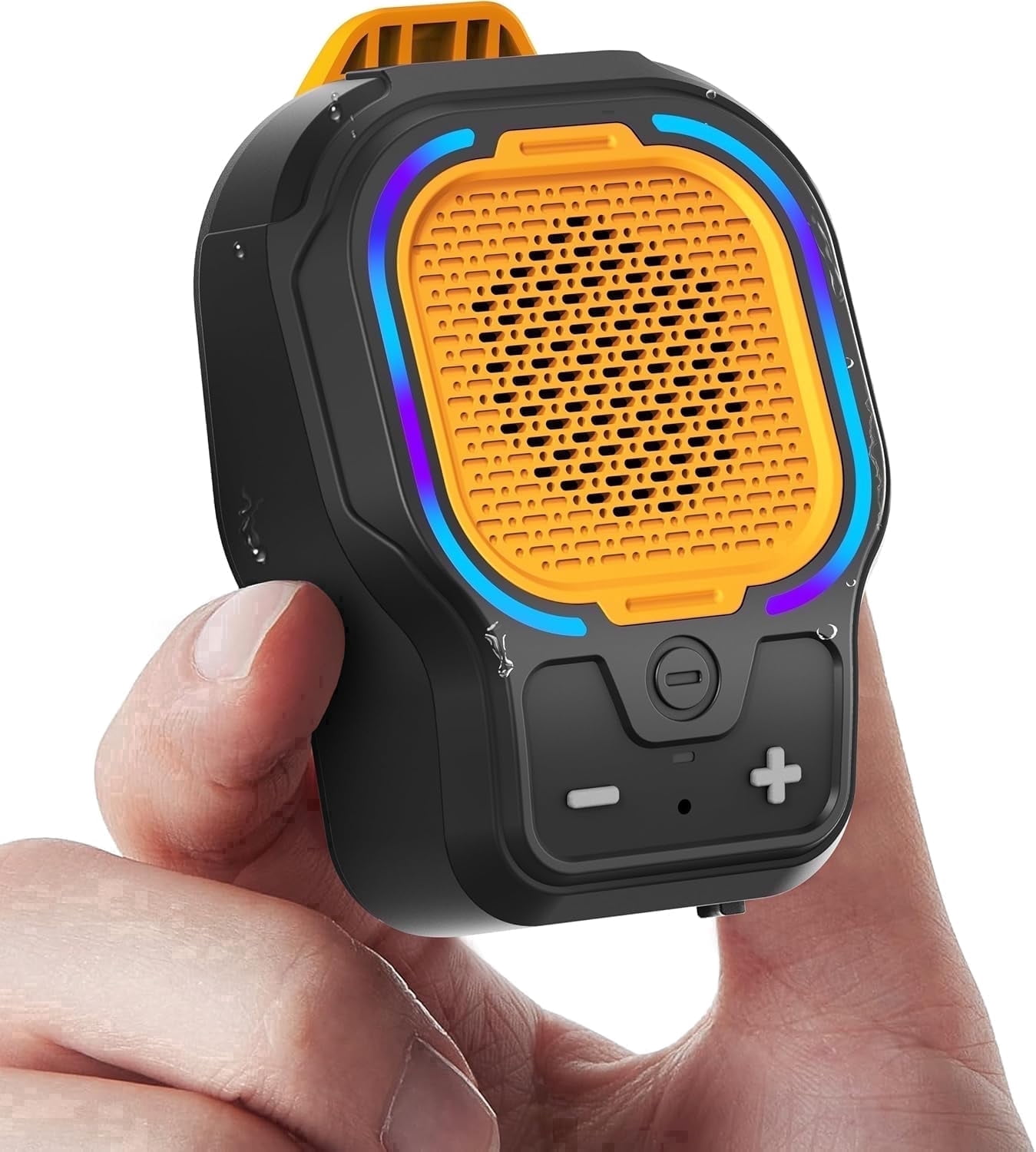 Wearable Bluetooth Speaker, Small Clip-on Wireless Portable Speaker, 10H Battery, IPX6 Waterproof Mini Speaker, 3 Light Modes with Mic, for Hands-Free Music Call Outdoor Work, Gift for Dad