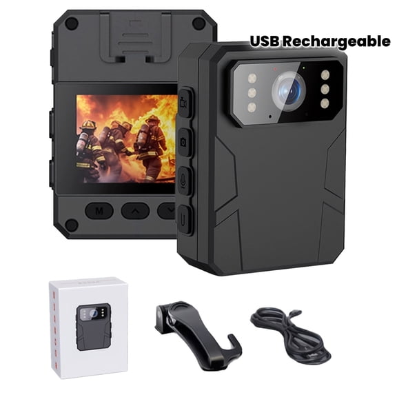 Wearable Body Camera with 120 Wide-Angle Lens, USB Rechargeable for Security Surveillance & Monitoring, Supports 128GB TF Card (Card Not Included)