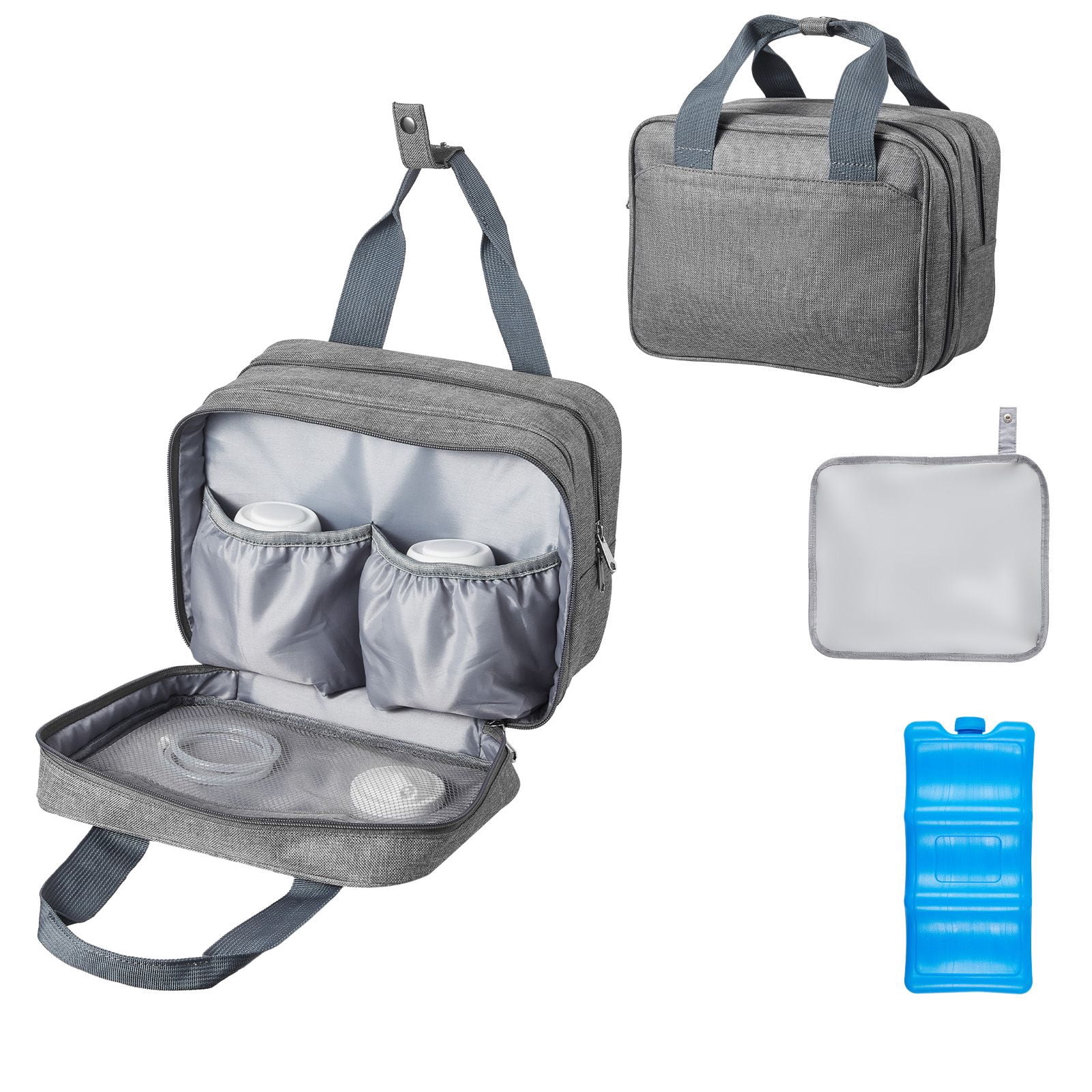 Wearable Breast Pump Bag, Breast Feeding Bag with Ice Pack, Fits for M5/M6, Pumping Accessories & Breastmilk Storage, Portable Pump Carrying Case for Work, Travel & Family Use, Grey