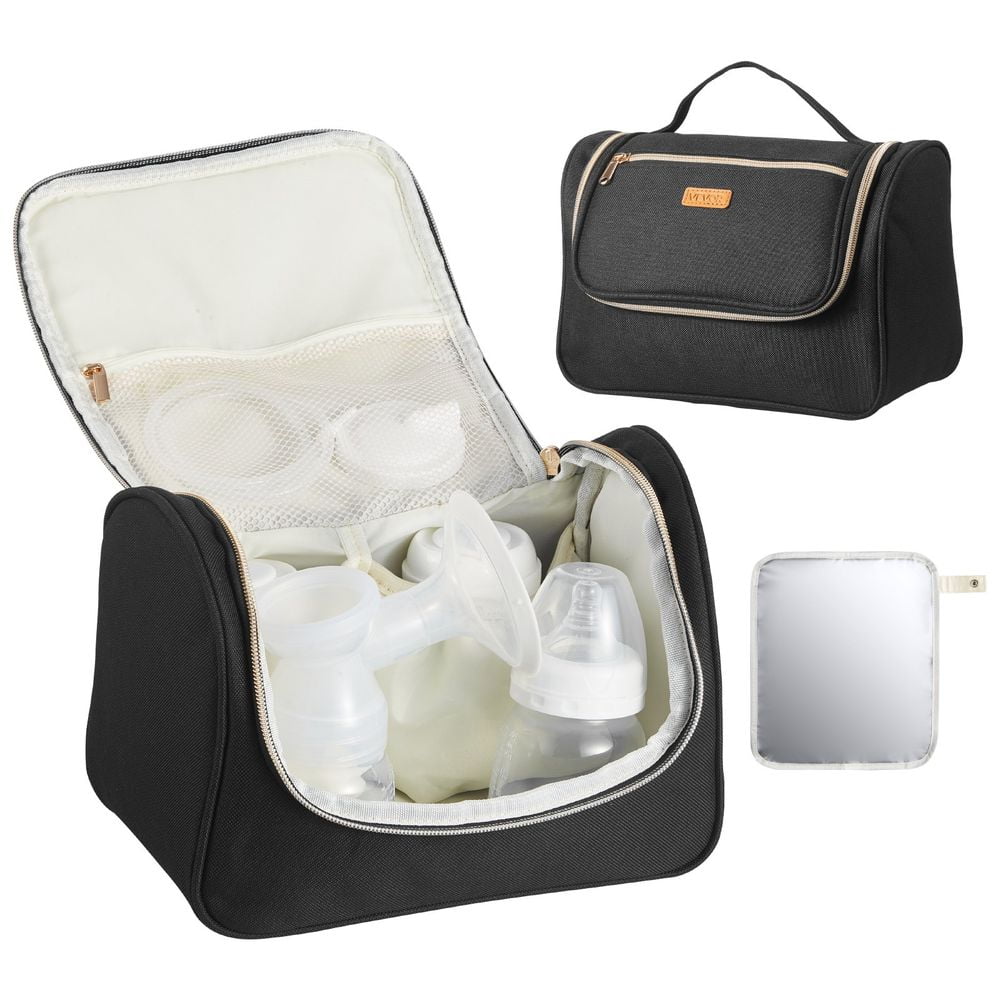 Wearable Breast Pump Bag, Breast Feeding Bag with Waterproof Mat, Fits for M5/M6, Pumping Accessories & Breastmilk Storage, Portable Pump Carrying Case for Work, Travel & Family Use, Black