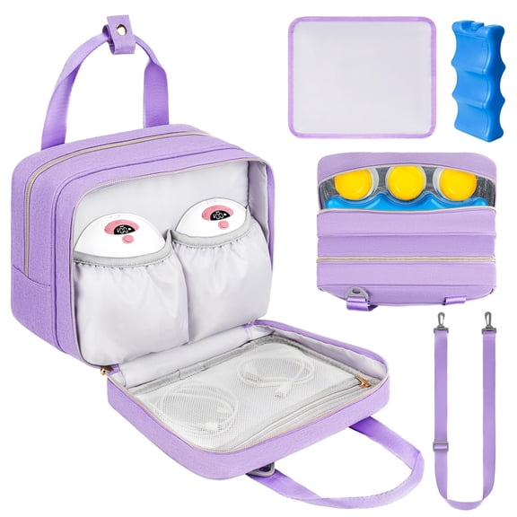 Jaffzora Wearable Insulated Cooler Compartment Breast Pump Bag with Ice Pack and Waterproof Mat for Momcozy, Elvie and Medela Breast Pumps