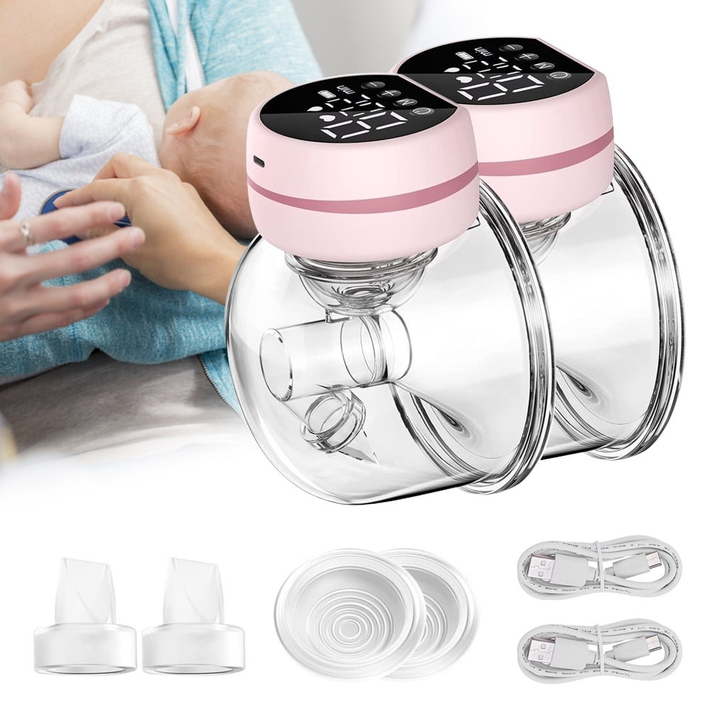 Electric Wearable Breast Pump for Postpartum Breastfeeding Hands  Free,Portable Baby Accessories with Switchable 25mm&22mm&19mm,1 Pack Pink 