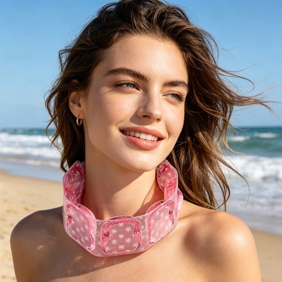Wearable Cooling Neck Ring with Adjustable Snap Strap, Constant Temperature Reusable Cool Collar for Outdoor Sports Travel Summer