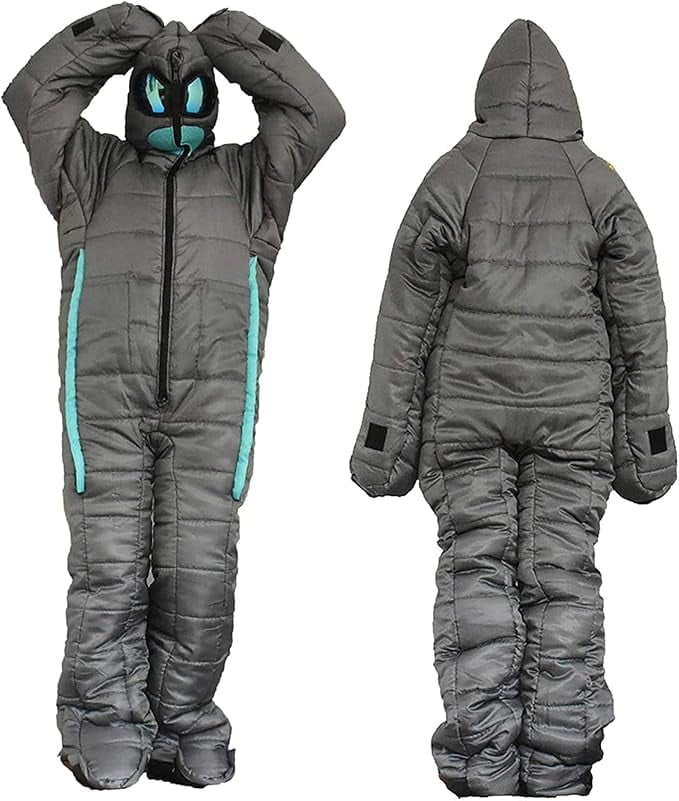 Wearable Creative Alien Mummy Sleeping Bag for Adults, Walking Standing Sleep Suit with Zipper, 3-Season Full Body Warmth for Camping, Hiking, Festivals & Hospital Companion