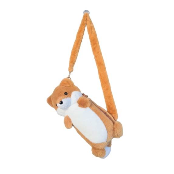 Wearable Cute Fox Plush Pencil Case, Fluffy Animal Doll Pen Pouch Kawaii Stationery, Soft Furry Cosmetic Bag for Office, Home, Desk, Travel, Daily Organization, Storage, Gift