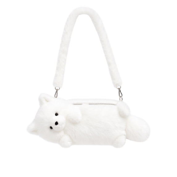 Wearable Cute Plush Fox Pencil Case, Soft Fluffy Animal Pen Pouch for Students