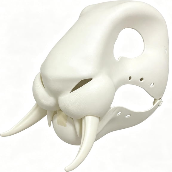 Wearable DIY Full Face Furry Mask,Fursuit Head Base with Moving Jaw,3D Printed Anime Fursuit Sabertooth Mask for Halloween Holiday Cosplay Party,DIY Furry Sabertooth Headgear Teeth Accessories