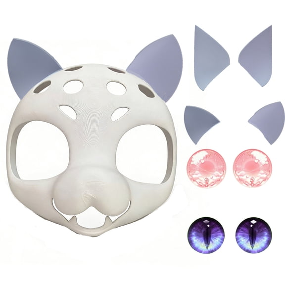 Wearable DIY Full Face Furry Mask,Fursuit Head Base with Teeth,Eyes Frame,Ears Kit, Anime Fursuit Dog Mask Costume for Halloween Holiday Cosplay Party,DIY Furry Kig Headgear Accessories