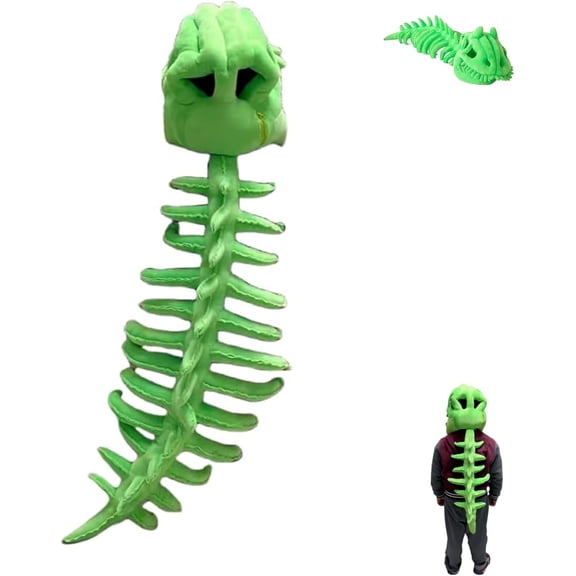 Wearable Dinosaur Skeleton Plush, My Cozy Dino Realistic 3D Skeleton Design Dinosaur Skull Outfit,Halloween Themed Costume