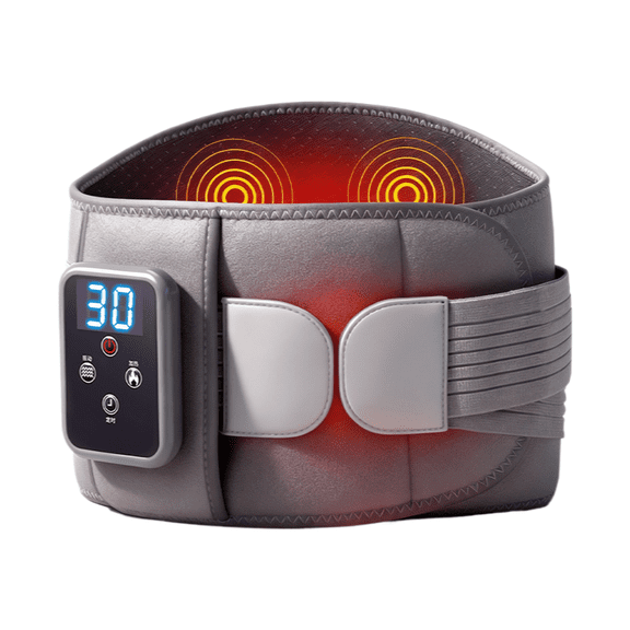 Wearable Electric Heated Lumbar Support Wrap with Vibration, 5V Rechargeable Thermal Back Belt with Digital Screen and Support Plates for Home Office Use