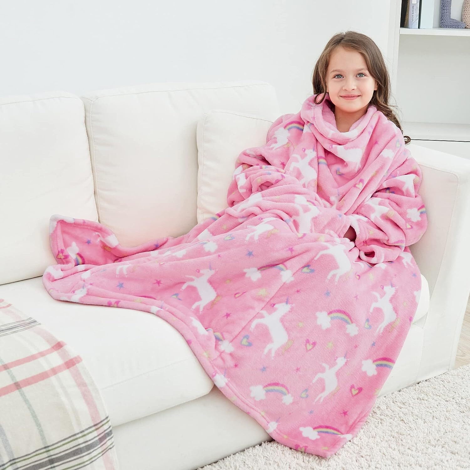 Children's BATAMANTA fleece blanket with sleeves robe SILLON sofa or bed  seen on children's TV size single batin child girl winter - AliExpress