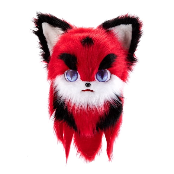 Wearable Furry Anime Dog Fox Mask,Kawayi Fursuit Animal Mask,Plush Therian Animal Wolf Headgear Outfit Accessories