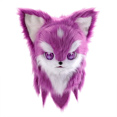Wearable Furry Anime Dog Fox Mask,Kawayi Fursuit Animal Mask,Plush Therian Animal Wolf Headgear Outfit Accessories