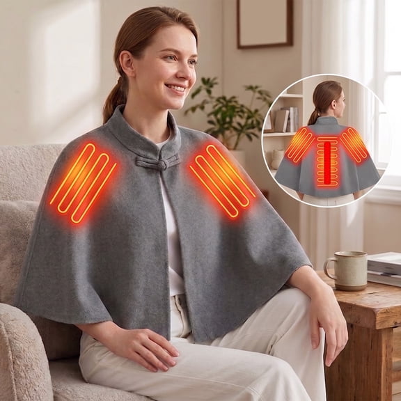 Wearable Heated Blanket Electric, Soft Flannel Throw Shawl with Zipper & Standard Plug, Portable Cozy Warmer for Car Office Home Camping, Machine Washable Winter Gear