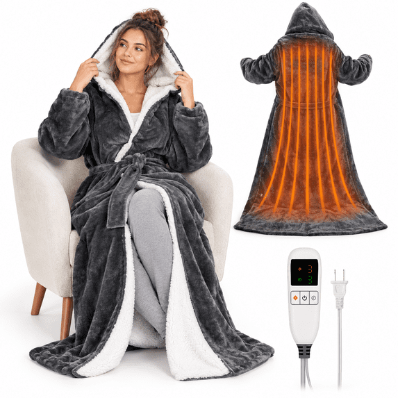 Thro Wearable Heated Blanket For Women & Men With Removable Foot Pocket ...