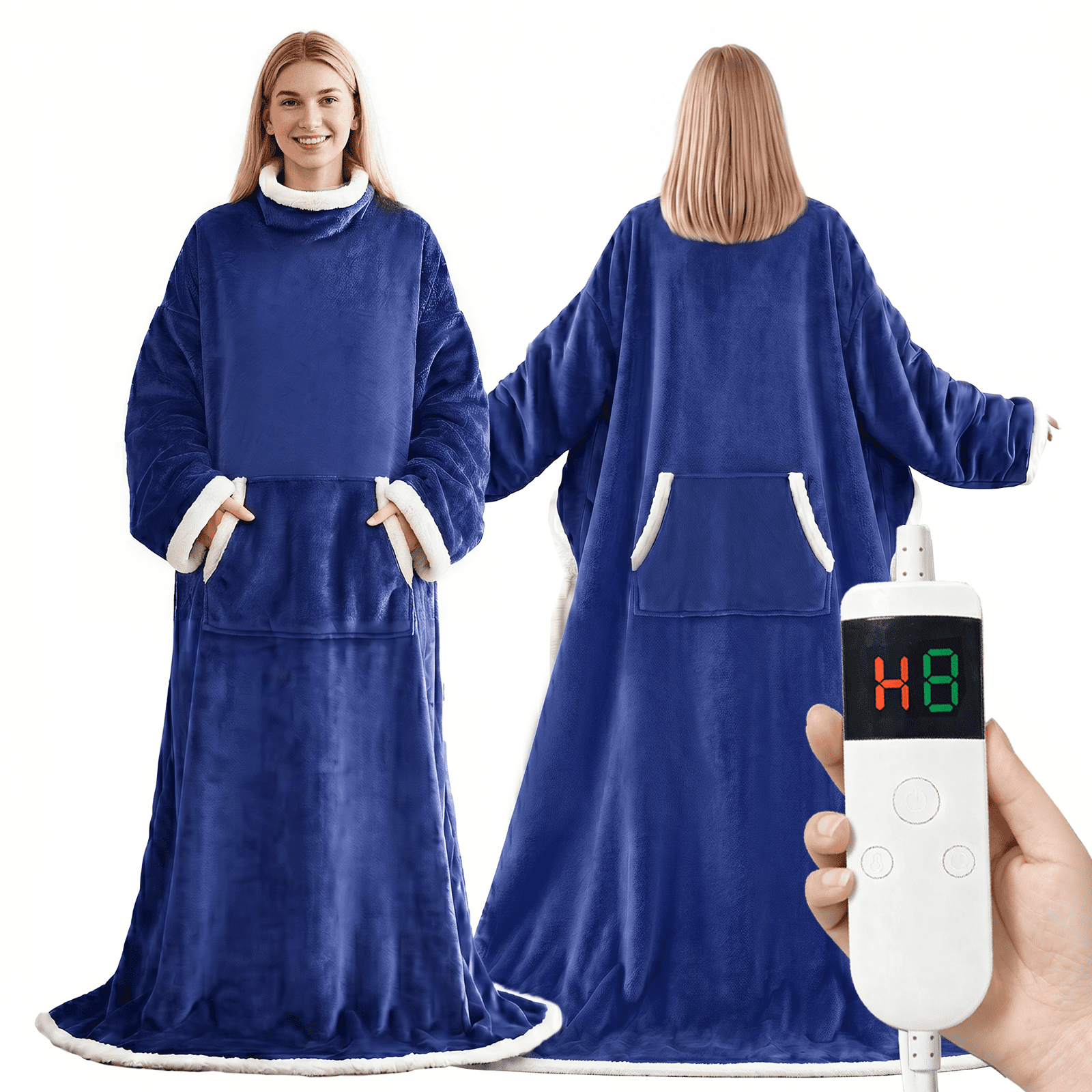 Wearable Heated Blanket with Sleeves & Foot Pocket, Full Body Heated ...