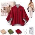 thumbnail image 1 of Wearable Heated Shawl Wraps for Women, 2027 New USB Blanket Shawl with Zipper, 3 Heat Settings, Soft Fleece Lining, Washable Heated Poncho for Home, Office, Travel and Winter Gift, 1 of 8