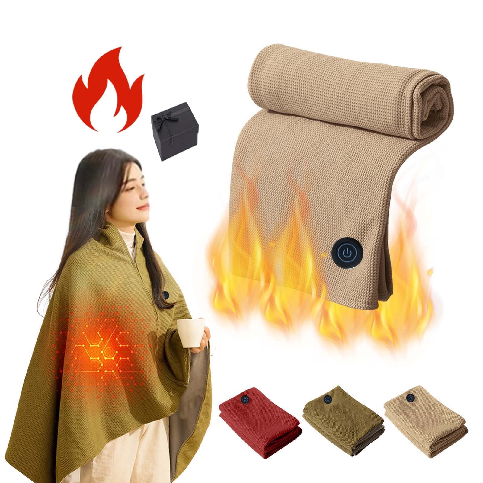 Wearable Heated Shawl With Zipper,Waterproof USB Heated Blanket,15s Quickly Heating Throw Zipper,Soft,Fast Heating,Wireless Warming Wrap,Heated Shawl Wrap for Women,Suitable for Home or Travel