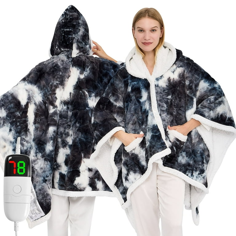 Wearable Heated Throw Blanket, Electric Heated Wrap Poncho Shawl