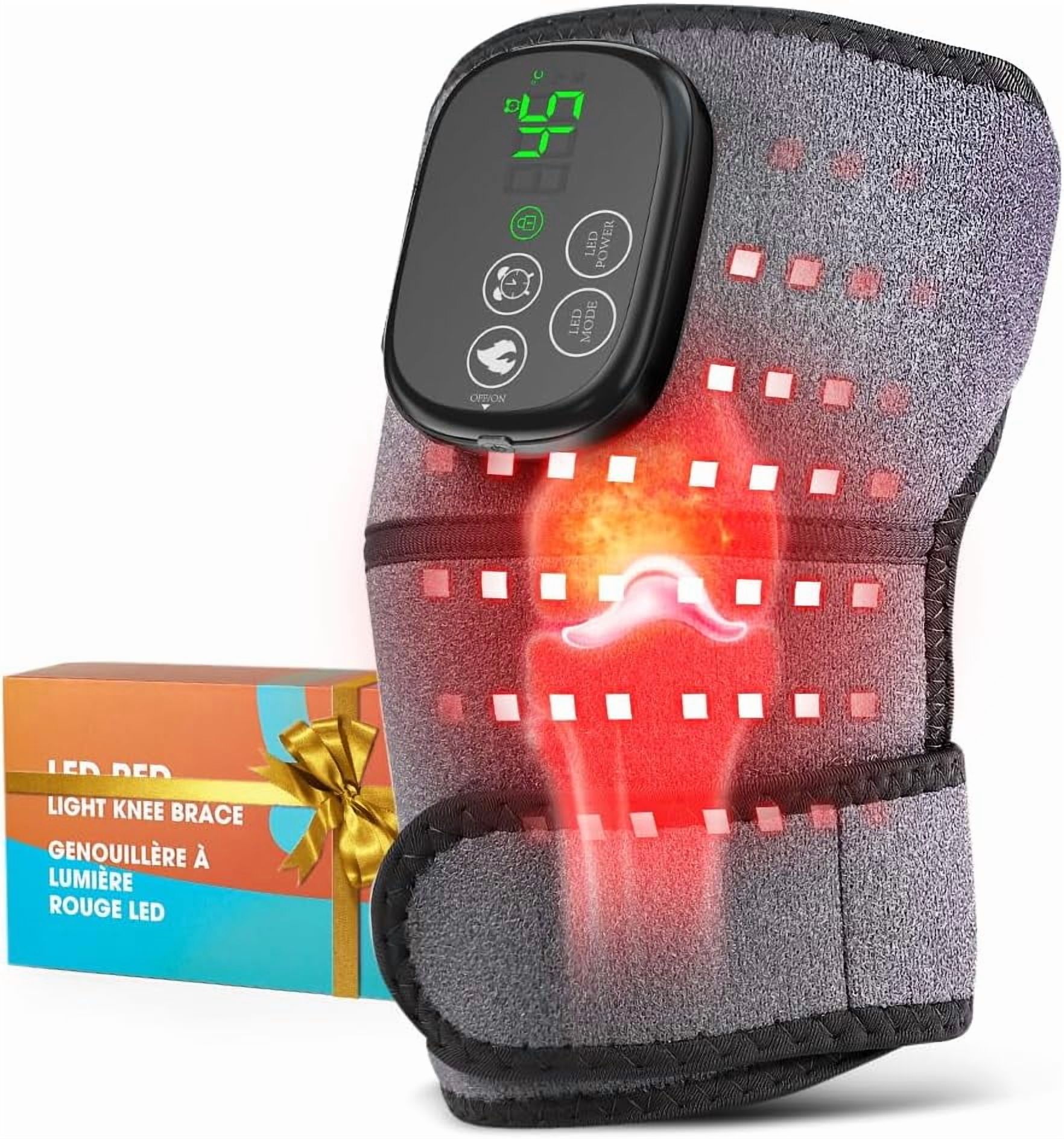 Wearable Heated Wrap with Dual-Wavelength LEDs, Cordless Rechargeable Support Brace for Knee, Elbow, and Shoulder, with Adjustable Temperature and Timed Sessions