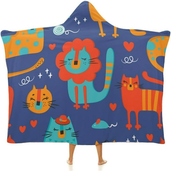 Wearable Hooded Blanket - Wearable Blanket Featuring Comfy Cartoon Space Animal Hooded Blanket Fleece Blanket Hoodie