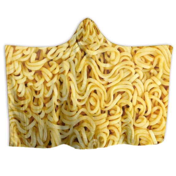 Wearable Hooded Blanket for Women, Men and Kids - Super Soft Plush Funny Ramen Noodle Soup Cloak Wrap Blanket Cozy Hoodie Throw for Sofa Couch Travel