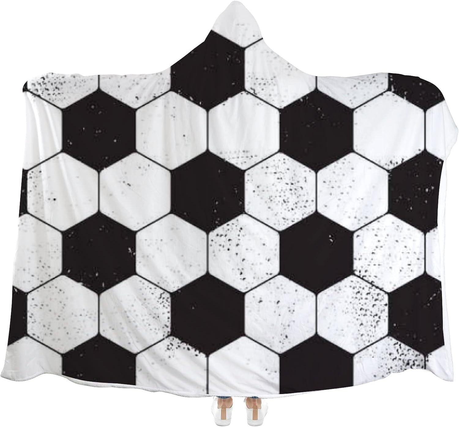 Wearable Hooded Blankets Throw Poncho Cloak Blanket Soccer Ball