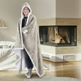 thumbnail image 1 of Wearable Hooded Throw Blanket, 52" x 72", Solid Taupe Flannel, 1 of 2