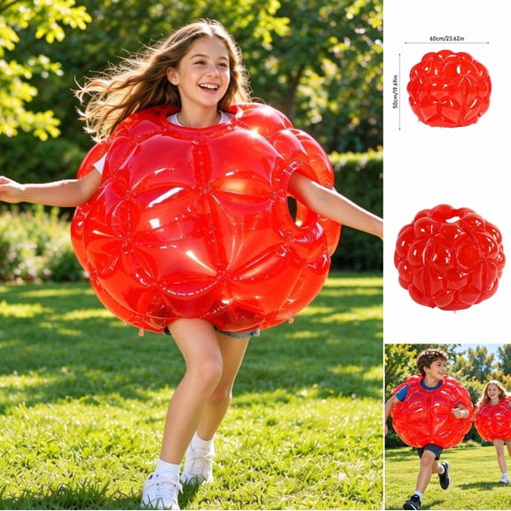 Wearable Inflatable Bumper Ball for Kids, Diameter Blow Up Body Bumper Ball, Outdoor Backyard Game Toy, Inflatable Sumo Ball for Children Party Activities Red